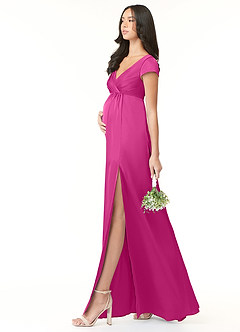 Azazie Allessia Abiti da damigella d'onore premaman Abito A-Line Plissettato Raso Elasticizzato Floor-Length image3