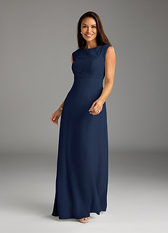 Azazie Bettina Mother of the Bride Dresses Dark Navy A-Line Lace Chiffon Dress image5
