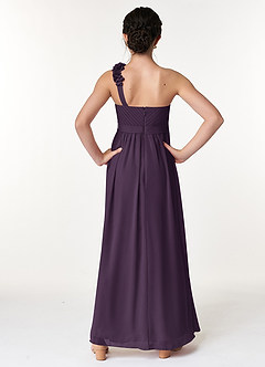 Azazie Flower Junior Plum A-Line Pleated Chiffon Dress image2