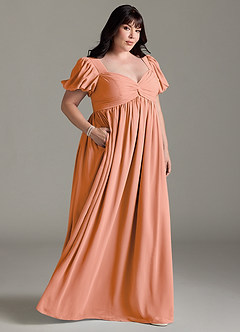 Azazie Madisynn Maternity Bridesmaid Dresses Bow Chiffon Floor-Length Dress image7