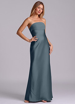 Azazie Ailanie Brudtärnklänningar Klä av Tubklänning i Stretch Satin Axelbandslös Skymning image5