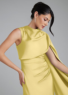 Azazie Taj Bridesmaid Dresses Canary Mermaid Corset Stretch Satin Dress image3