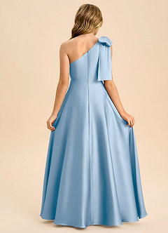 Azazie Penguin Junior Powder Blue A-Line Bow Stretch Satin Dress image2