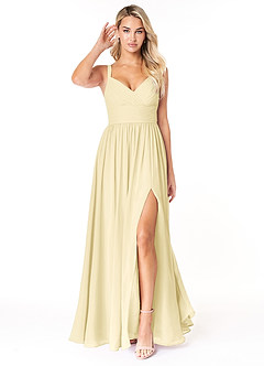Azazie Chanel Bridesmaid Dresses Lemon Sorbet A-Line Pleated Chiffon Dress image1