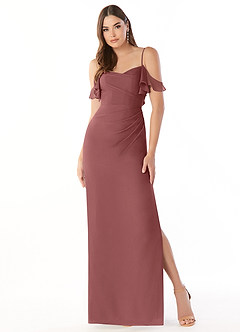 Azazie Emeralda Brautjungfernkleider Etui Schulterfrei Chiffon Kleid Amethyst image3