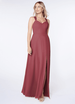 Azazie Jane Final Sale Matcha A-Line V-Neck Pleated Chiffon Dress image3