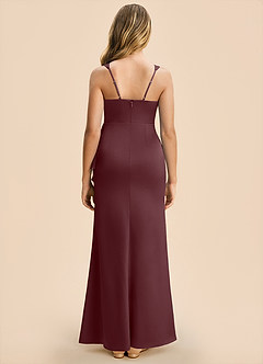 Azazie Adrienne Junior Sangria Sheath Pleated Stretch Satin Dress image2