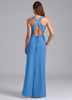 Azazie Evadne Bridesmaid Dresses Blue Jay A-Line Pleated Chiffon Dress image7