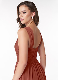 Azazie Zapheira Bridesmaid Dresses Auburn A-Line Ruched Chiffon Dress image6