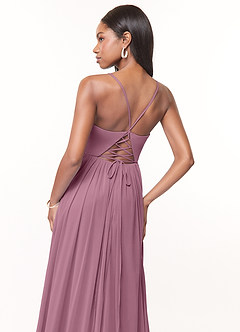 Azazie Marsol Bridesmaid Dresses Vintage Mauve A-Line Corset Mesh Dress image4
