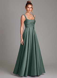 Azazie Azaria Brautjungfernkleider A-Linie Korsett Stretch-Satin Kleid Seemoos image4