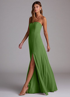 Azazie Wren Robes de demoiselle d'honneur Robe Trapèze Convertible en Mousseline de soie Fente Latérale Basilic image6