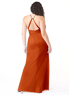 Azazie Kalea Final Sale Paprika Mermaid Pleated Mesh Dress image8