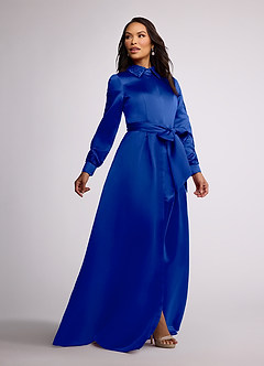 Azazie Ruth Kleider für die Brautmutter A-Linie Spitze Matte Satin Kleid Königsblau image2