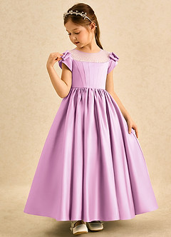 Azazie Toffee Abiti da Ragazza di Fiori Abito Stile Principessa in Raso Opaco Fiocco Rosa Confetto image4