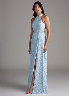 Azazie Clarice Brautjungfernkleider A-Linie Seitliche Cut-Outs Blumen-Burnout Kleid Himmelblau image3