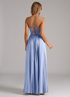Azazie Aaida Bridesmaid Dresses Ice A-Line Corset Stretch Satin Dress image6