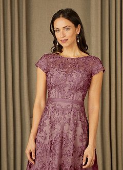 Azazie Sanna Moeder van de bruid jurken A-Lijn Jurk van Tule Scoop kant Vintage Mauve Champagne image5