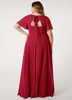 Azazie Kimber Bridesmaid Dresses Scarlet A-Line Flounce Sleeve Chiffon Dress image10