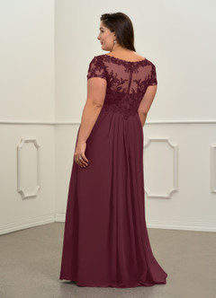 Azazie Dunja Mother of the Bride Dresses Cabernet A-Line V-Neck Lace Chiffon Dress image8