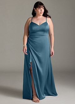 Azazie Marchella Bridesmaid Dresses Bermuda A-Line Corset Stretch Satin Dress image7