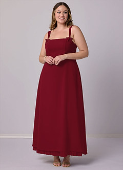 Barbie ♥ Azazie Bridesmaid Dresses Burgundy A-Line Pleated Chiffon Dress image7