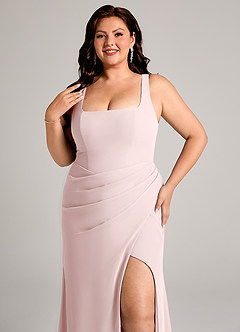 Azazie Mero Bridesmaid Dresses Blushing Pink Sheath Pleated Chiffon Dress image14