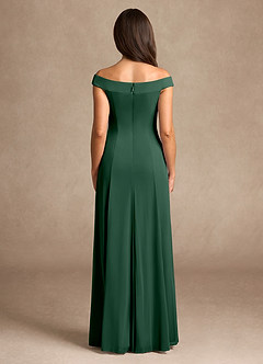 Azazie Ewa Mother of the Bride Dresses Dark Green A-Line Off the Shoulder Mesh Dress image3