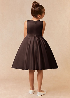 Azazie Coco Flower Girl Dresses Ganache A-Line Bow Matte Satin Dress image4