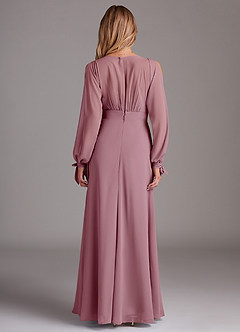 Azazie Matilda Bridesmaid Dresses Vintage Mauve A-Line Long Sleeve Chiffon Dress image5
