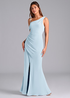 Azazie Madelyn Bridesmaid Dresses Sky Blue Mermaid One Shoulder Chiffon Convertible Dress image5