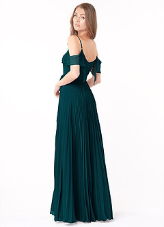 Azazie Lyney Jurken voor bruidsmeisjes Jurk van Chiffon met A-Lijn Off the Shoulder Pijnboom image4