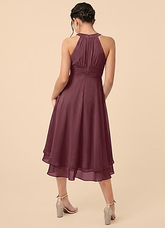 Azazie Linna Junior Sangria A-Line Pleated Chiffon Dress image2