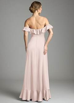 Azazie Lyra Bridesmaid Dresses Blushing Pink A-Line Off the Shoulder Stretch Satin Convertible Dress image10