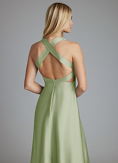 Azazie Raelynn Brudtärnklänningar Klä av A-Linje i Stretch Satin Plisserad Dusty Sage image3
