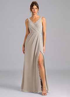 Azazie Bernice Bridesmaid Dresses Frost A-Line Pleated Chiffon Dress image6
