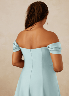 Christian Siriano Bridal for Azazie 1002 Bridesmaid Dresses Mist A-Line Off the Shoulder Stretch Satin Convertible Dress image15