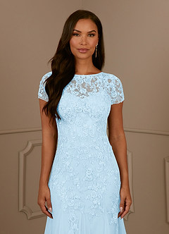 Azazie Laurie Mother of the Bride Dresses Sky Blue Mermaid Scoop Sequins Tulle Dress image7