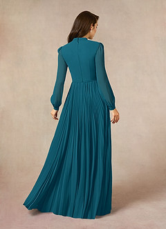 Azazie Adellah Mother of the Bride Dresses Ink Blue A-Line Pleated Chiffon Dress image3