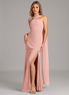 Azazie Kinsley Abiti da Damigella Abito Sirena in Chiffon Plissettato Rosetta image4