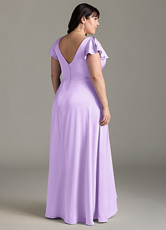 Azazie Omari Bridesmaid Dresses Lilac A-Line Stretch Satin Dress image8