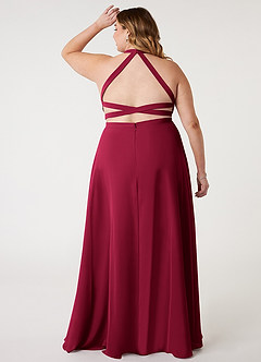 Azazie Clarice Bridesmaid Dresses Burgundy A-Line Halter Chiffon Dress image9