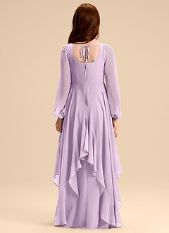 Azazie Clara Junior Frosted Lilac A-Line Blouson Chiffon Dress image2