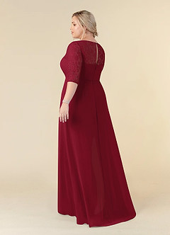 Azazie Leonine Mother of the Bride Dresses Burgundy A-Line Scoop lace Chiffon Dress image11