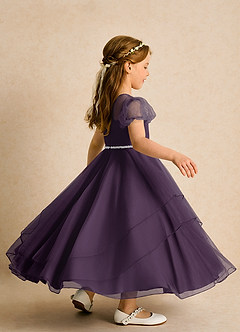 Azazie Duckie Abiti da Ragazza di Fiori Abito Principessa in Tulle Plissettato Prugna image2