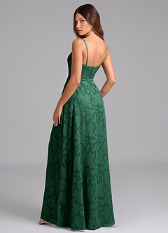 Azazie Wren Bridesmaid Dresses Dark Green A-Line Strapless Floral Burnout Dress image4