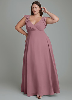 Azazie Leilani Bridesmaid Dresses Amethyst A-Line Pleated Chiffon Dress image2