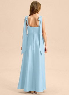 Azazie Halley Junior Abito A-Line in Raso Elasticizzato Fiocco Azzurro image2