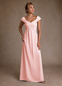 Azazie Myrtle vestidos de madre de la novia Vestido de Rosa Rubor de Gasa de Corte en A con Plisado image1