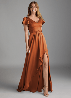 Azazie Omari Brautjungfernkleider A-Linie Stretch-Satin Kleid Kanel image1